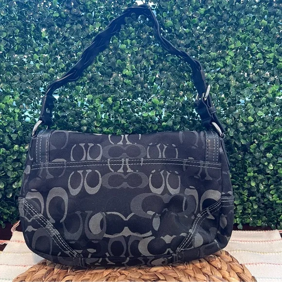 Black Coach Women's Optic Signature Canvas | Chelsea Shoulder Bag Braided Strap - Picture 7 of 16